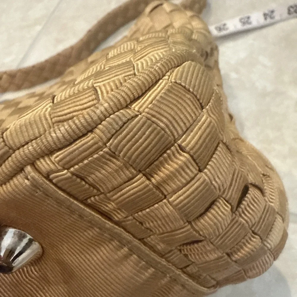 The Sak Shoulder Bag Brown Beige Woven Purse Charm Viscose Staple‎ Yarn *See